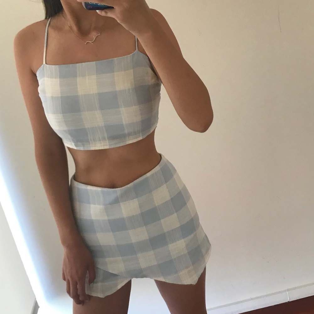 Lavender Gingham crop top/skort SET - Picture 4 of 7